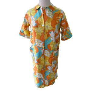 Etell House Floral Multicolor Small Dress Robe Vintage Cotton 1960’’s Singapore